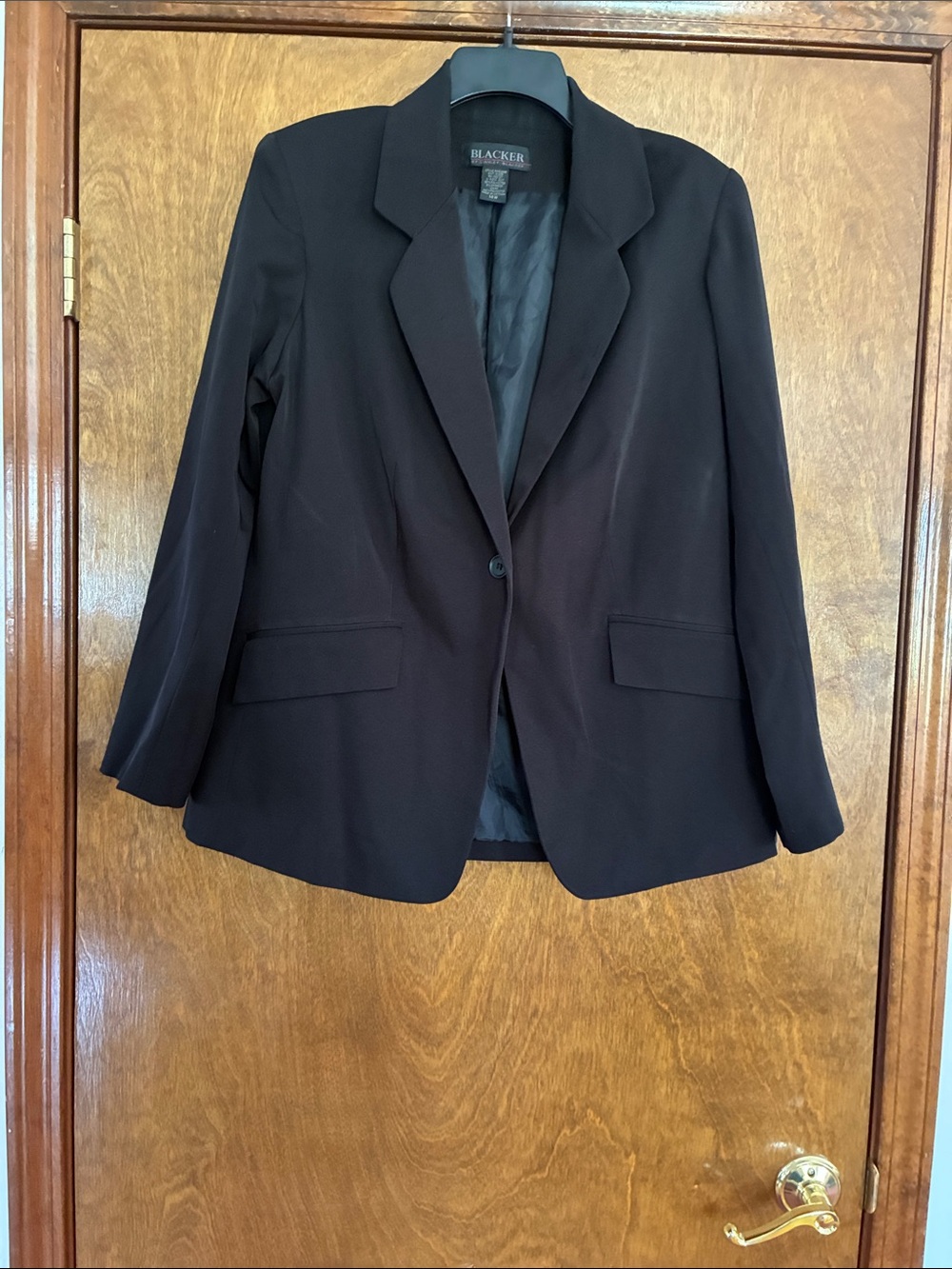Stanley Blacker Women's Black Single-Button Tailored Blazer Size 14W
